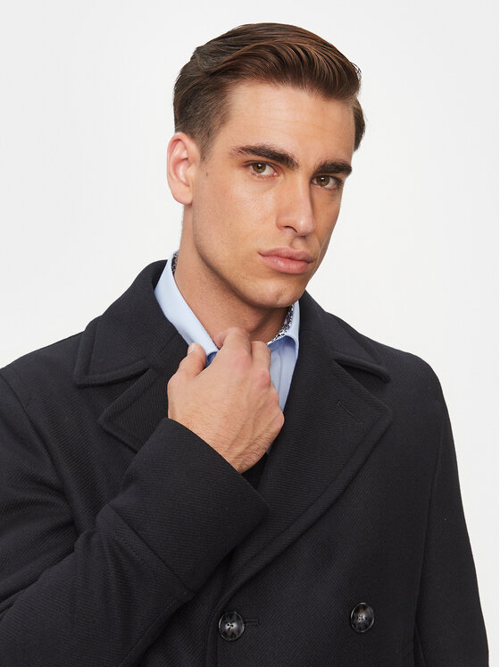 Boss Wollmantel H-Hyde-Pcoat-234 50502282 Dunkelblau Relaxed Fit  