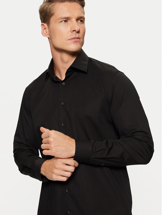 Calvin Klein Calvin Klein Košeľa Poplin Stretch Regular Shirt K10K109509 Čierna Slim Fit