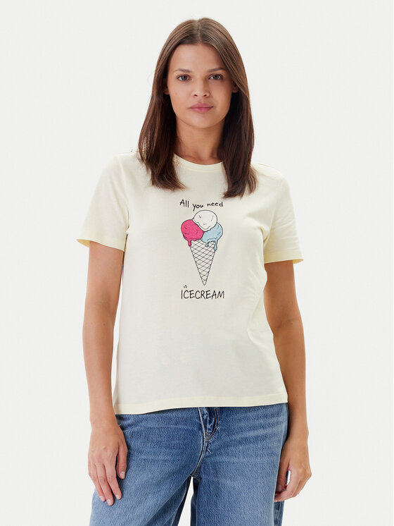 ONLY Damski T-Shirt, rozmiar XL, Żółty, Fun Life 15349901