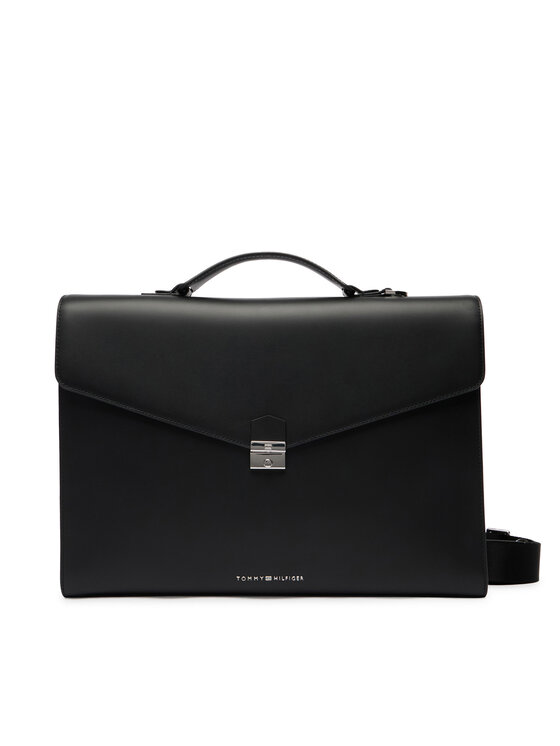 Tommy Hilfiger Tommy Hilfiger Poslovna torba Th Business Leather Computer Bag AM0AM14163 Črna