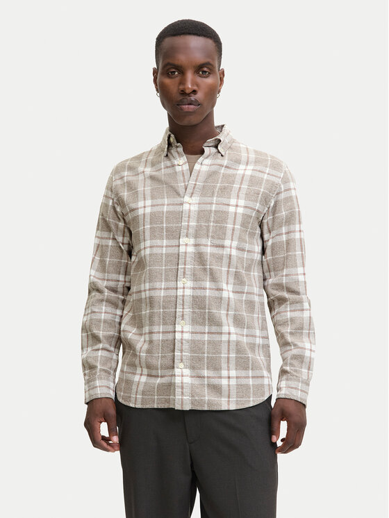 Jack & Jones Koszula Blubrook 12282354 Beżowy Regular Fit