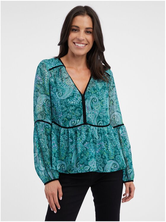 Orsay Orsay Bluzka 650265855000__36 Turkusowy Regular Fit