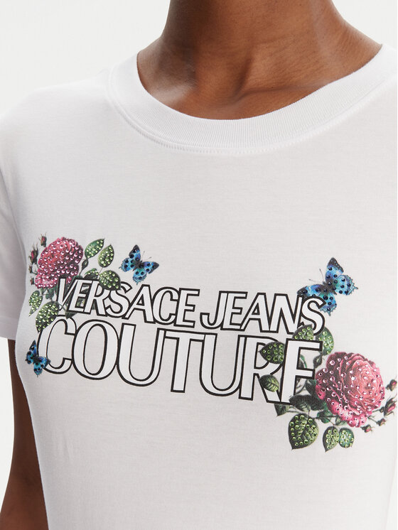 Versace Jeans Couture Versace Jeans Couture T-krekls 79HAHB00 CJB01 Balts Regular Fit