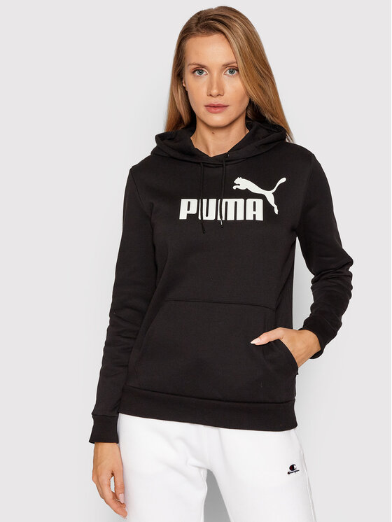 Puma Džemperis ar kapuci Essentials Logo 586788 Melns Regular Fit