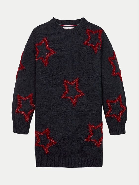 Tommy Hilfiger Tommy Hilfiger Džemper haljina KG0KG08211 Tamnoplava Loose Fit