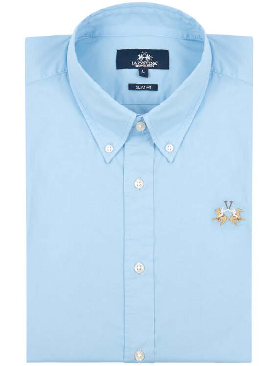 La Martina La Martina Camicia Poplin CCMC02 PP003 Celeste Slim Fit