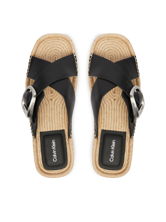 Calvin Klein Calvin Klein Espadrilės Flatf Espadrill Cross Lth Hdw HW0HW02892 Juoda