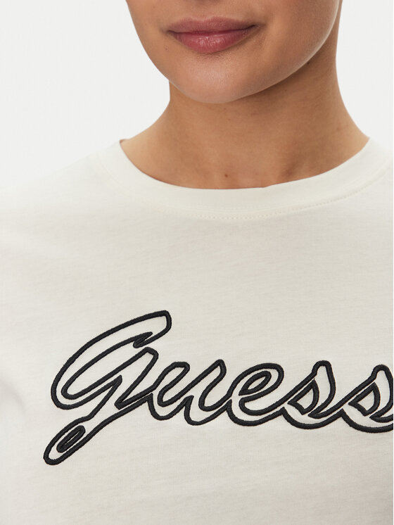 Guess Guess Marškinėliai V5GI02 K9RM1 Écru Slim Fit