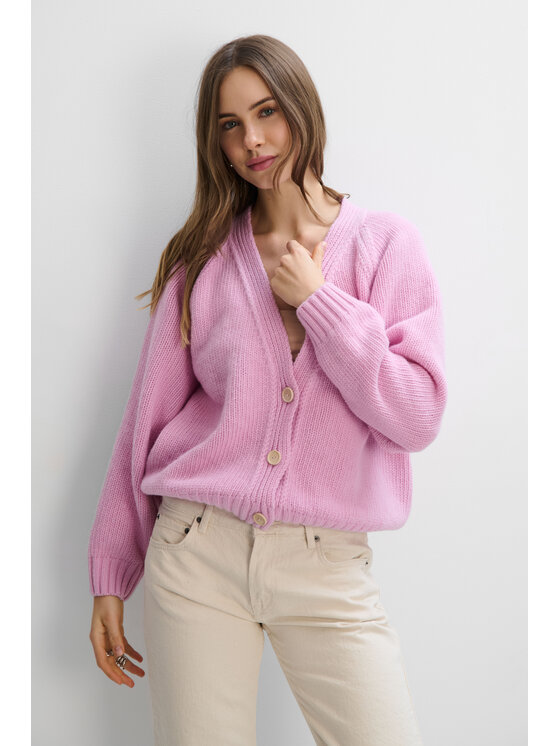 Fobya Fobya Kardigan F2117 Różowy Basic Fit