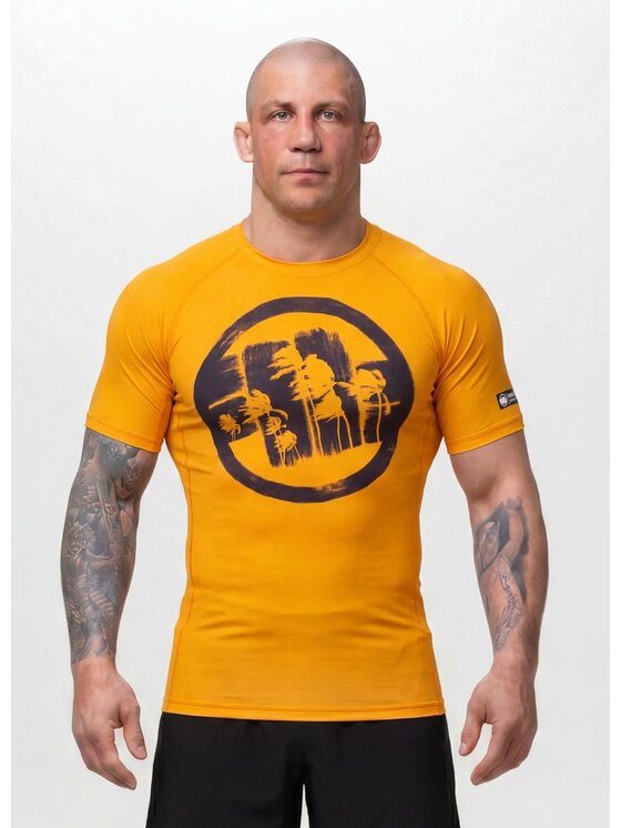 PITBULL PITBULL Koszulka techniczna LOGO PALMS Żółty Regular Fit