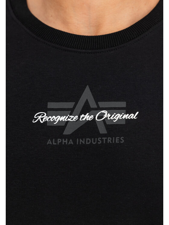 Alpha Industries Alpha Industries Bluza Foam Mid Logo Sweatshirt Czarny Regular Fit