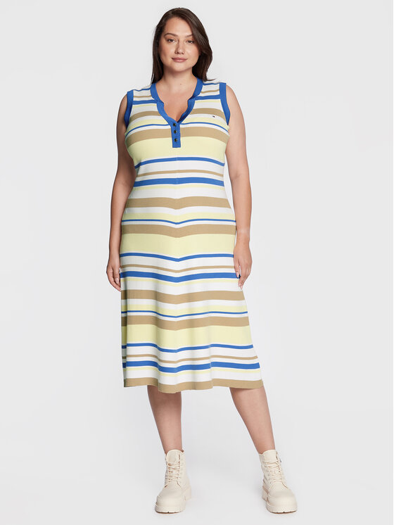 Vestito di maglia Stripe Henley WW0WW35376