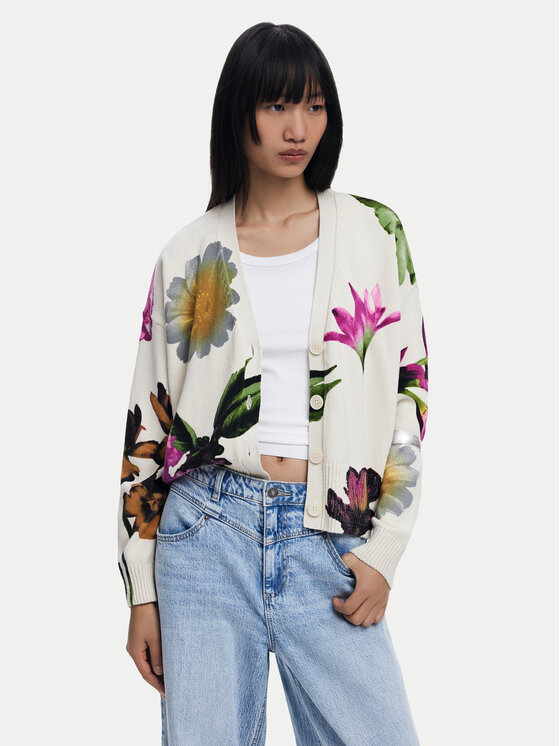Desigual Kardigán Vania 25SWJF34 Béžová Loose Fit