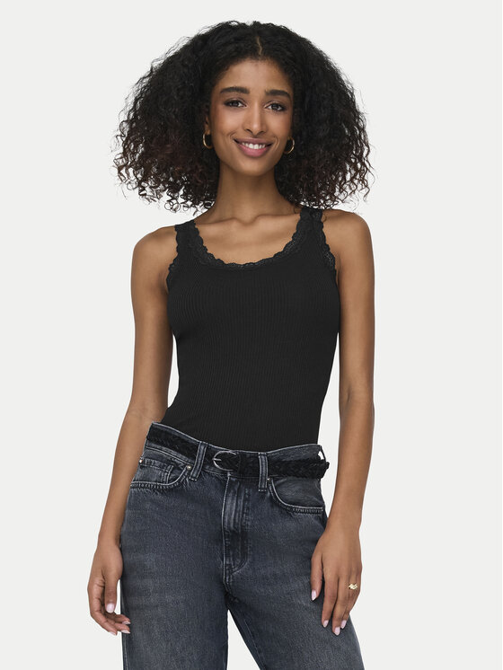 ONLY топ Sara 15345994 Черен Slim Fit