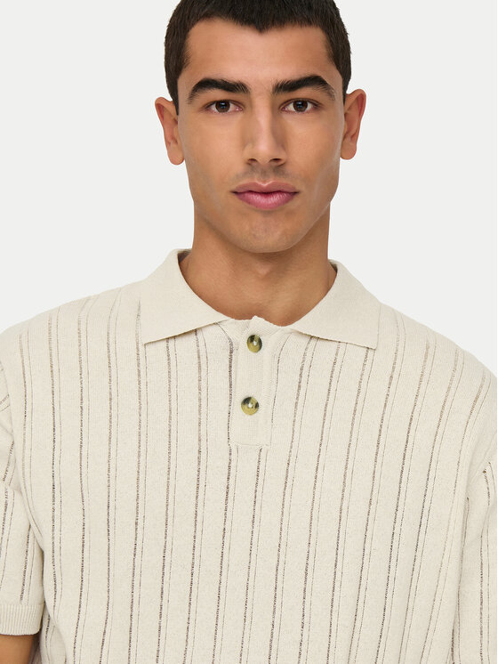 Only & Sons Only & Sons Тениска с яка и копчета Kent 22033463 Бежов Regular Fit