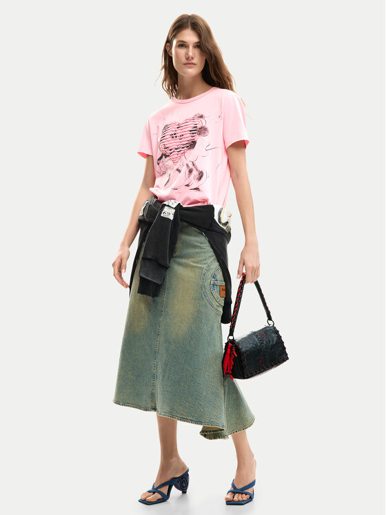 Desigual Desigual T-särk Core Mickey 26SWTK42 Roosa Regular Fit