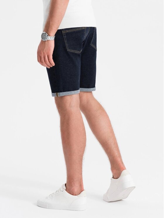 Ombre Ombre Džínové šortky OM-SRDS-0134 Tmavomodrá Regular Fit