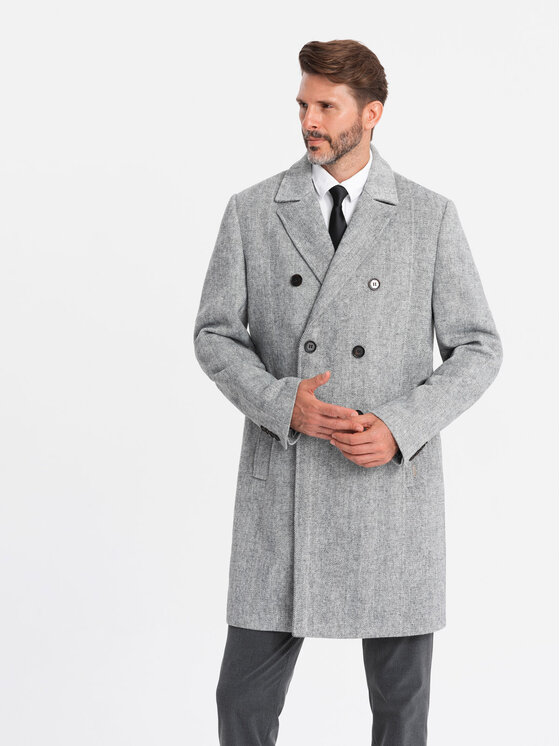 Ombre Ombre Płaszcz OM-COWC-0118 Beżowy Regular Fit
