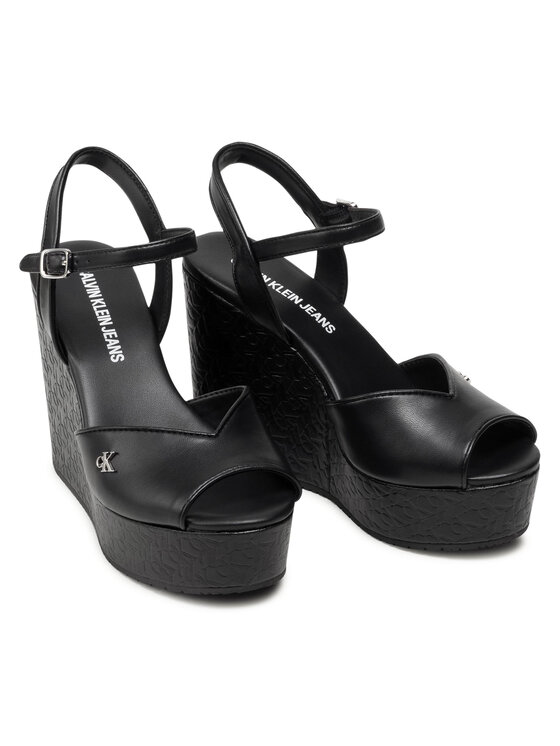 Calvin Klein Jeans Calvin Klein Jeans Sandale Wedge Sandal Ankle Aop Pa-Pl YW0YW00033 Crna