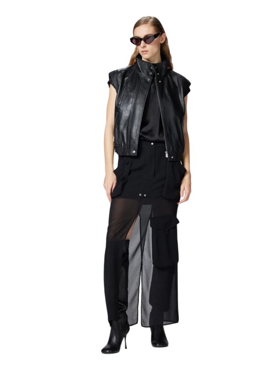 PINKO PINKO Spódnica maxi Gonna in georgette 104789A21F Czarny Regular Fit