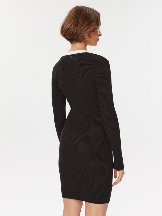 Gaudi Gaudi Плетена рокля 321FD13009 Черен Regular Fit