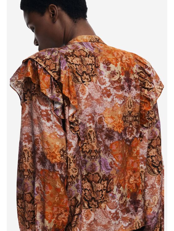 Desigual Desigual Μπλουζάκι BLUS_ROMANTICA Πορτοκαλί Regular Fit