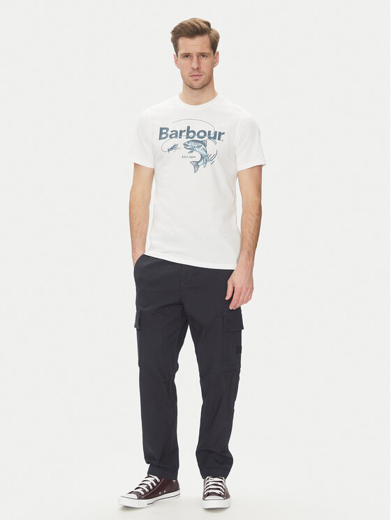 Barbour Barbour T-krekls Lydd MTS1396WH11 Balts Tailored Fit