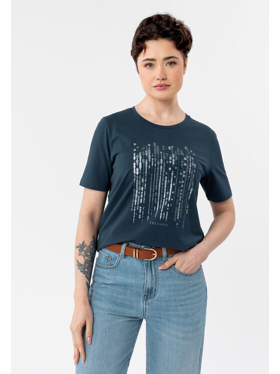 Volcano Volcano T-Shirt T-SEAR Granatowy Regular Fit
