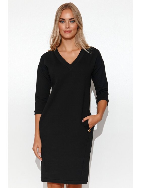 Makadamia Makadamia Sukienka codzienna M779 Czarny Comfort Fit