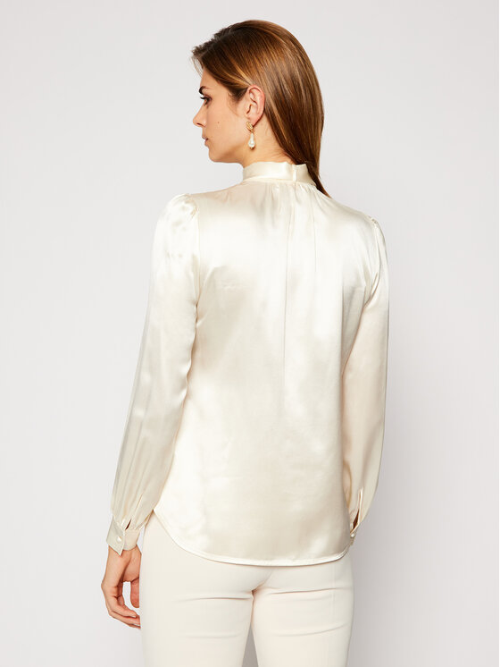 Tory Burch Tory Burch Särk Satin Bow Blouse 81007 Beež Regular Fit