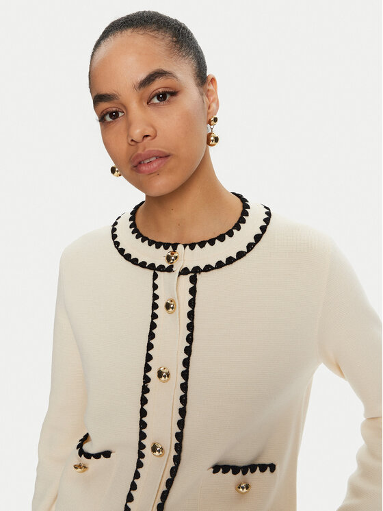 Luisa Spagnoli Luisa Spagnoli Pletena jopica Megaduca 58398 Écru Slim Fit