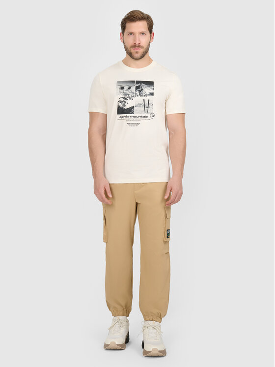 4F 4F T-Shirt APRES SKI Kremowy Regular Fit