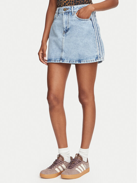 adidas adidas Gonna di jeans KQ6487 Azzurro chiaro Regular Fit