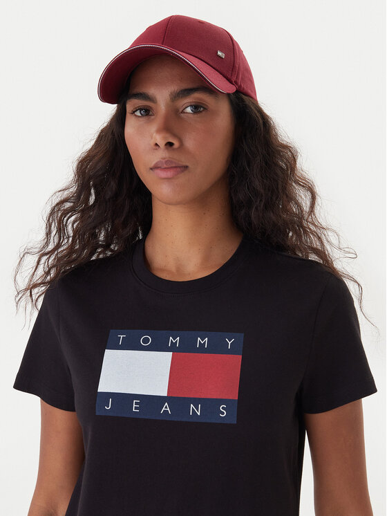 Tommy Jeans Tommy Jeans Póló Flag DW0DW22562 Fekete Regular Fit
