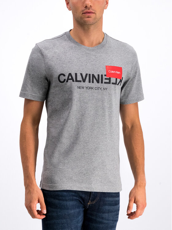 Calvin Klein Calvin Klein Póló Text Reverse Logo K10K104502 Szürke Regular Fit