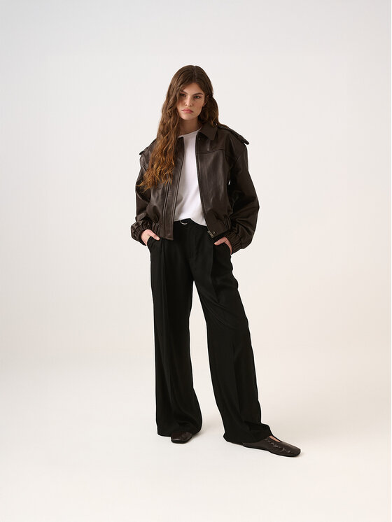 La Mania La Mania Giacca di pelle BERLIN Marrone Classic Fit