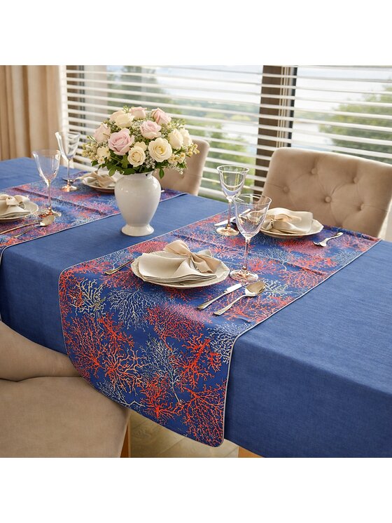 Roseberry Home Roseberry Home Podkładka na stół dwustronna Seaweed & Royal Blue Niebieski