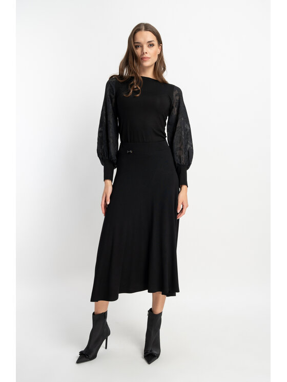 CLICK CLICK Spódnica midi 50-704 Czarny Comfortable Fit
