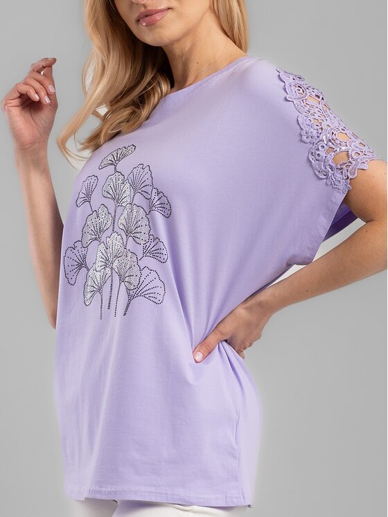 Perso Perso T-Shirt TCE242114F Fioletowy Regular Fit