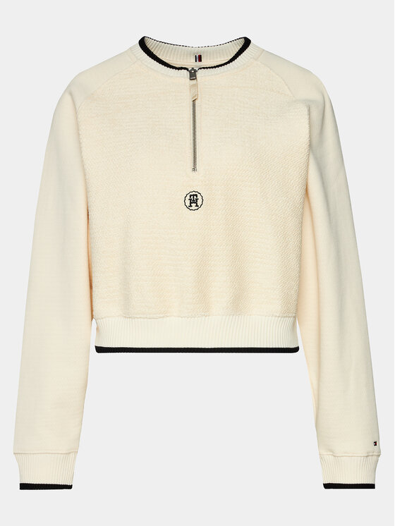 Tommy Hilfiger Tommy Hilfiger Pluus Smd Texture 1/2 Zip Swt Shirt WW0WW40574 Ekrüüvärv Regular Fit