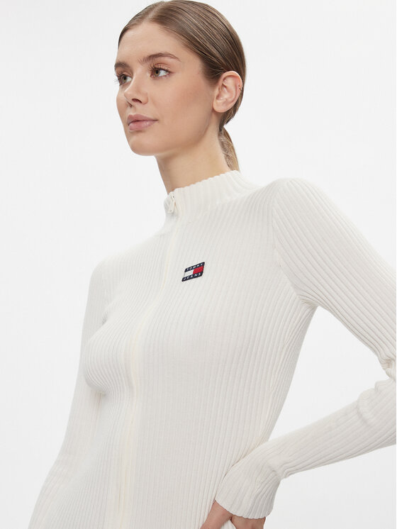 Tommy Jeans Tommy Jeans Trikotažinė suknelė Badge DW0DW17525 Balta Slim Fit