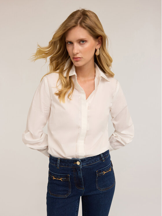 Motivi Motivi Camicia 5265Q000859N011 Bianco Regular Fit