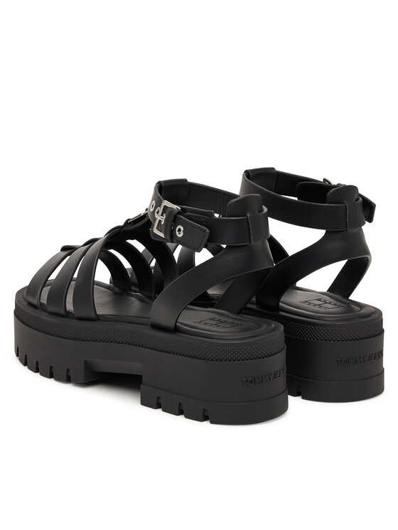 Tommy Jeans Tommy Jeans Sandále Tjw Fisherman Leather Max Sandal EN0EN02943 Čierna