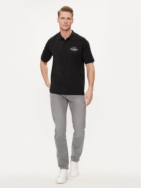 Jack&Jones Jack&Jones Тениска с яка и копчета Forest 12248621 Черен Standard Fit