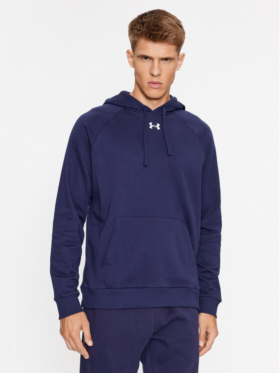 Under Armour Džemperis ar kapuci Ua Rival Fleece Hoodie 1379757 Tumši zils Loose Fit