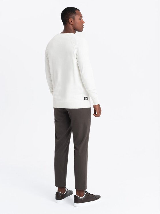 Ombre Ombre Sweter OM-SWSW-0144 Biały Regular Fit