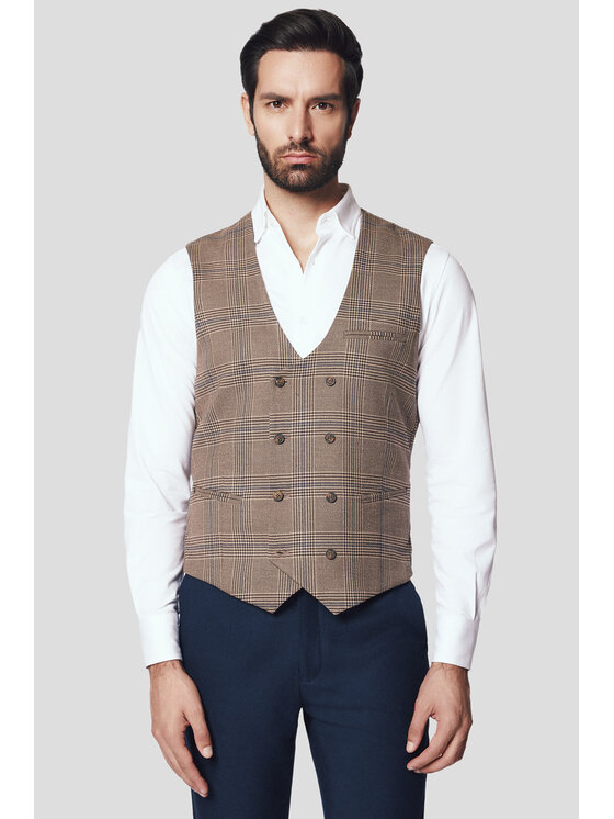 Lancerto Lancerto Kamizelka Foligno KA131224000013 Beżowy Slim Fit