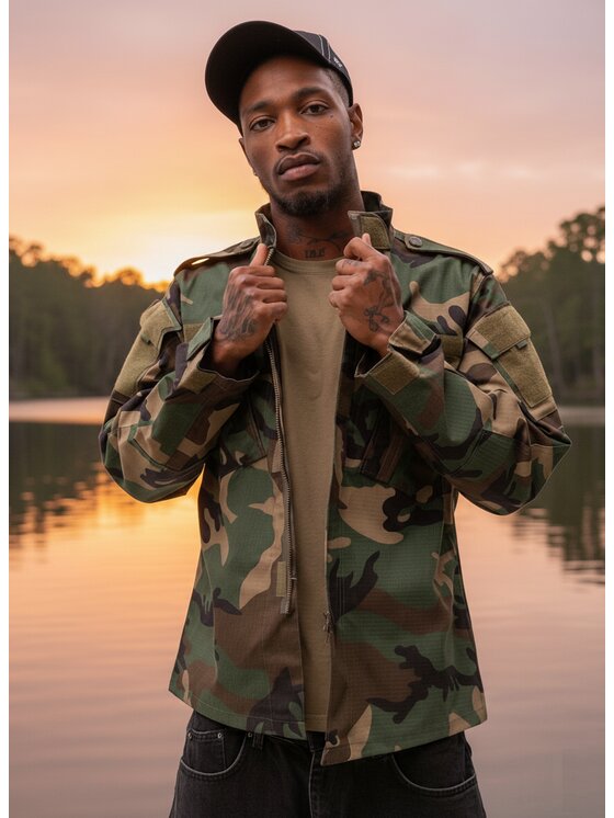 Jigga Wear Jigga Wear Kurtka wielofunkcyjna Moro Camo Wojskowa bluza taktyczna do mundur ripstop 129989 Khaki Regular Fit