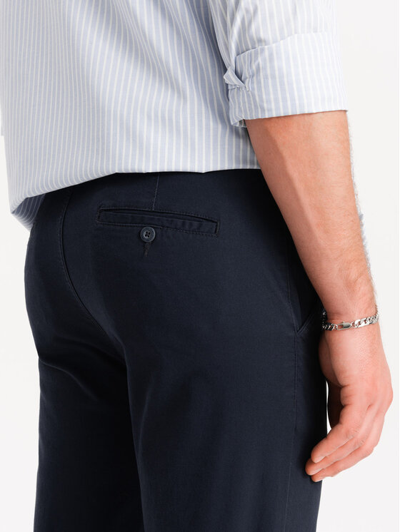 Ombre Ombre Chinosy OM-PACP-0118 Granatowy Regular Fit