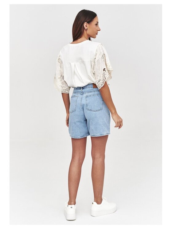 Makadamia Makadamia Szorty jeansowe C61 Niebieski Loose Fit